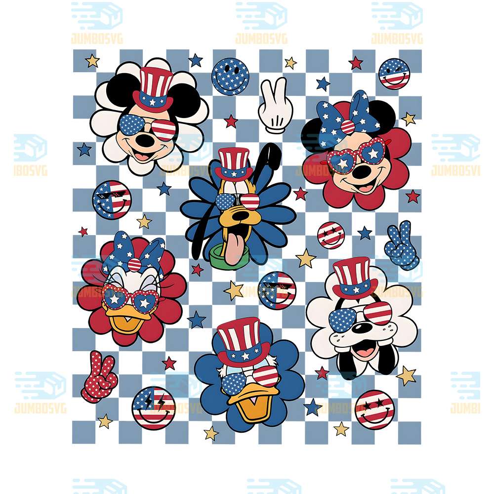 4th-Of-July-Retro-Mickey-And-Friends-Png
