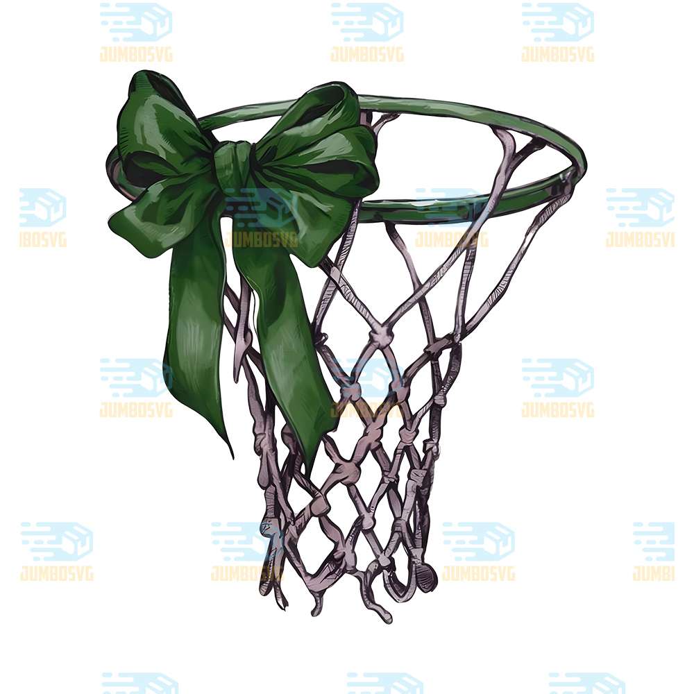 Basketball-Hoop-with-Green-Ribbon-Png