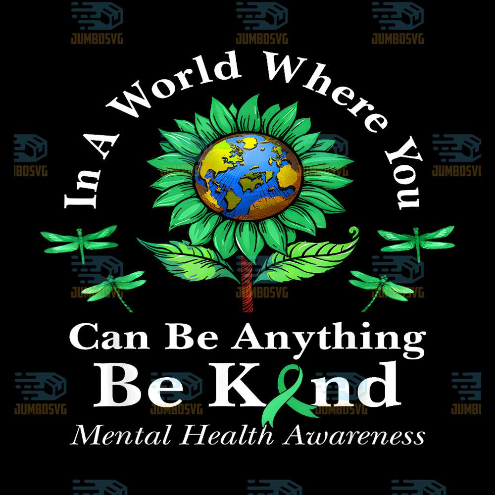 Be-Kind-Green-Ribbon-Sunflower-Mental-Health-Awareness-Png