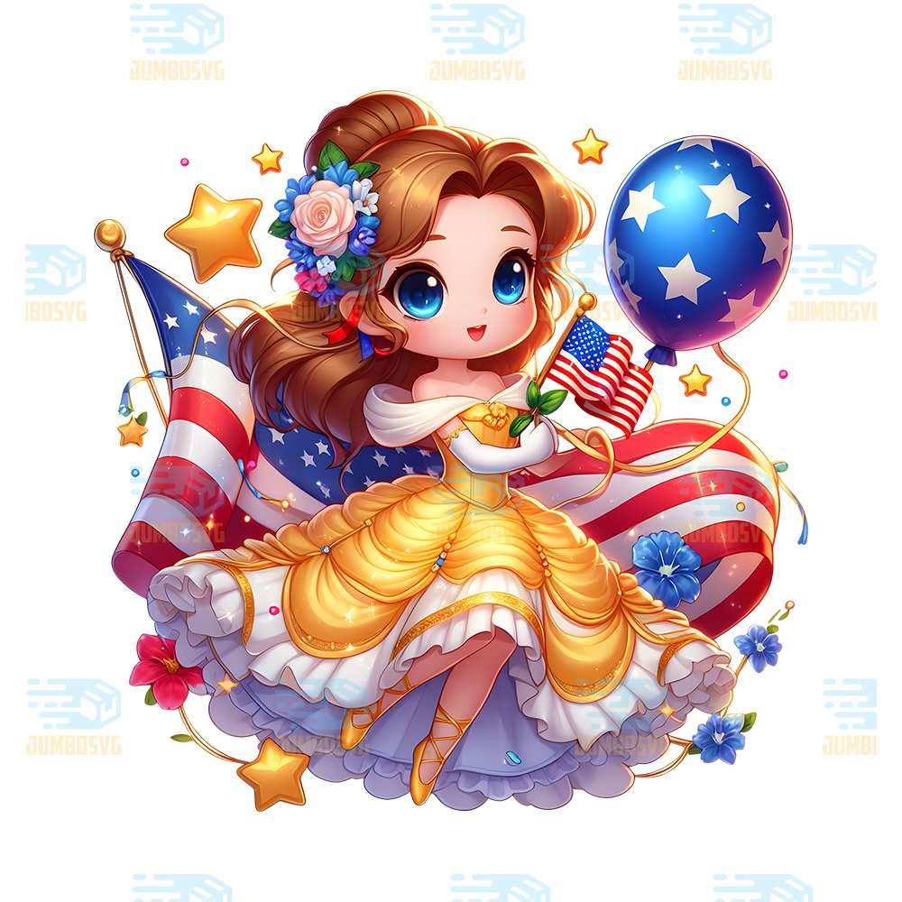 Belle-Princess-America-4th-Of-July-Png