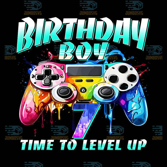 Birthday-Boy-Time-To-Level-Up-Gamer-Video-Game-7-Years-Old-Png