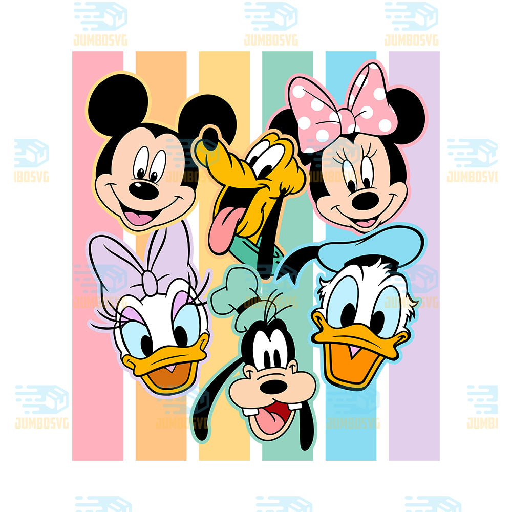 Cartoon-Character-Faces-Rainbow-Stripe-Png