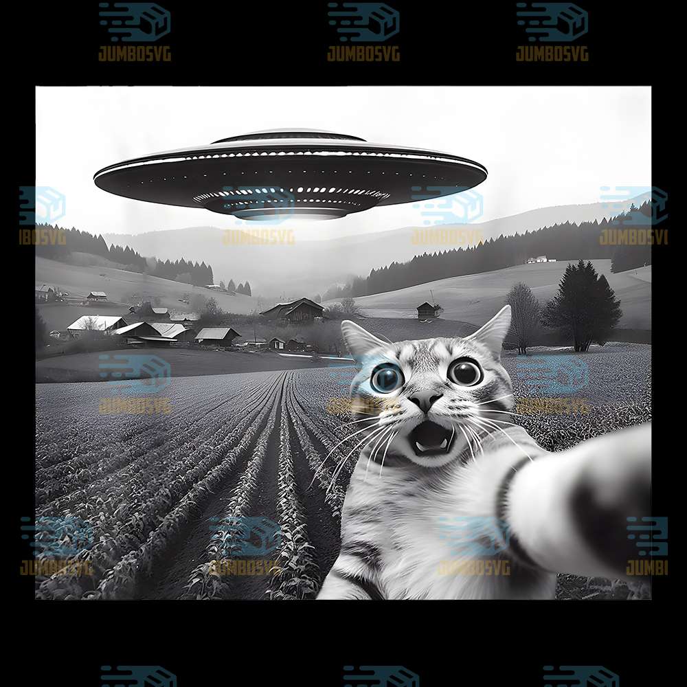 Cat-Selfie-With-Alien-UFO-Png
