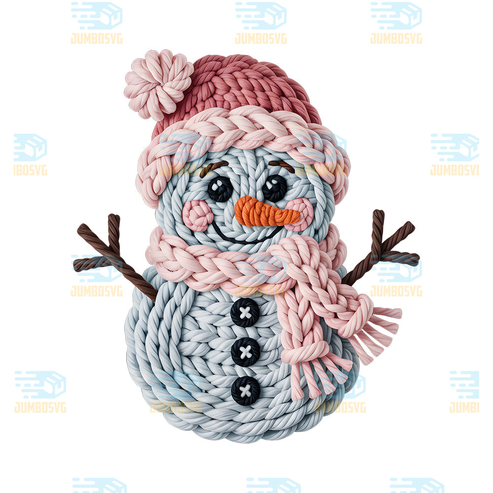 Christmas-Faux-Yarn-Crochet-Snowman-Png