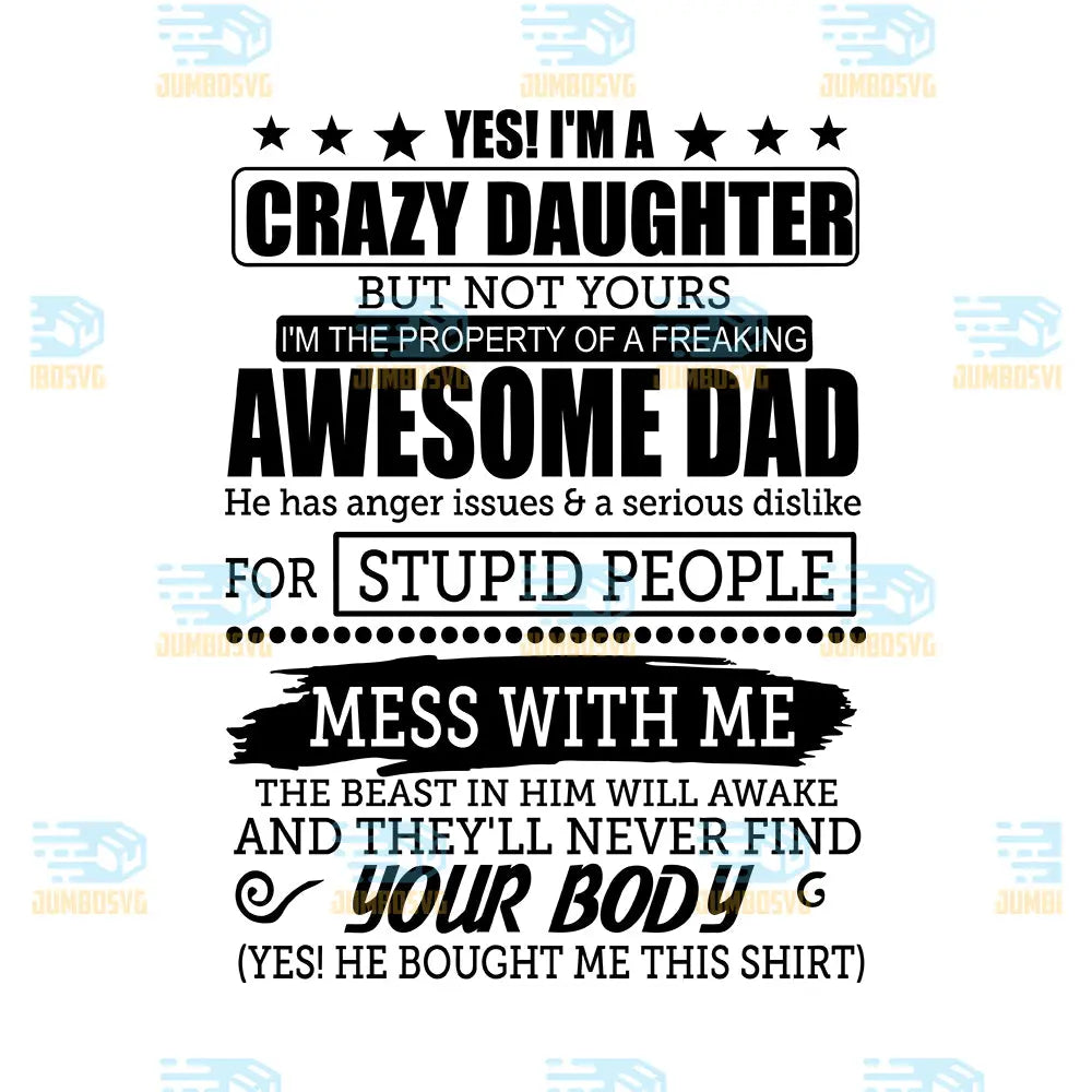 Crazy Dad Proud Daughter Funny Svg