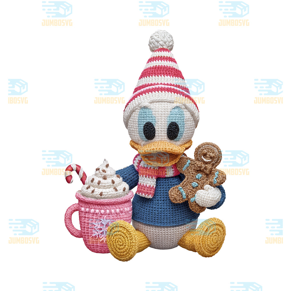 Crochet-Duck-Christmas-Png-Cute-Yarn-Duck-Hot-Cocoa-Png-Crochet-Duck-Gingerbread-Png-Holiday-Cocoa-Christmas-Png