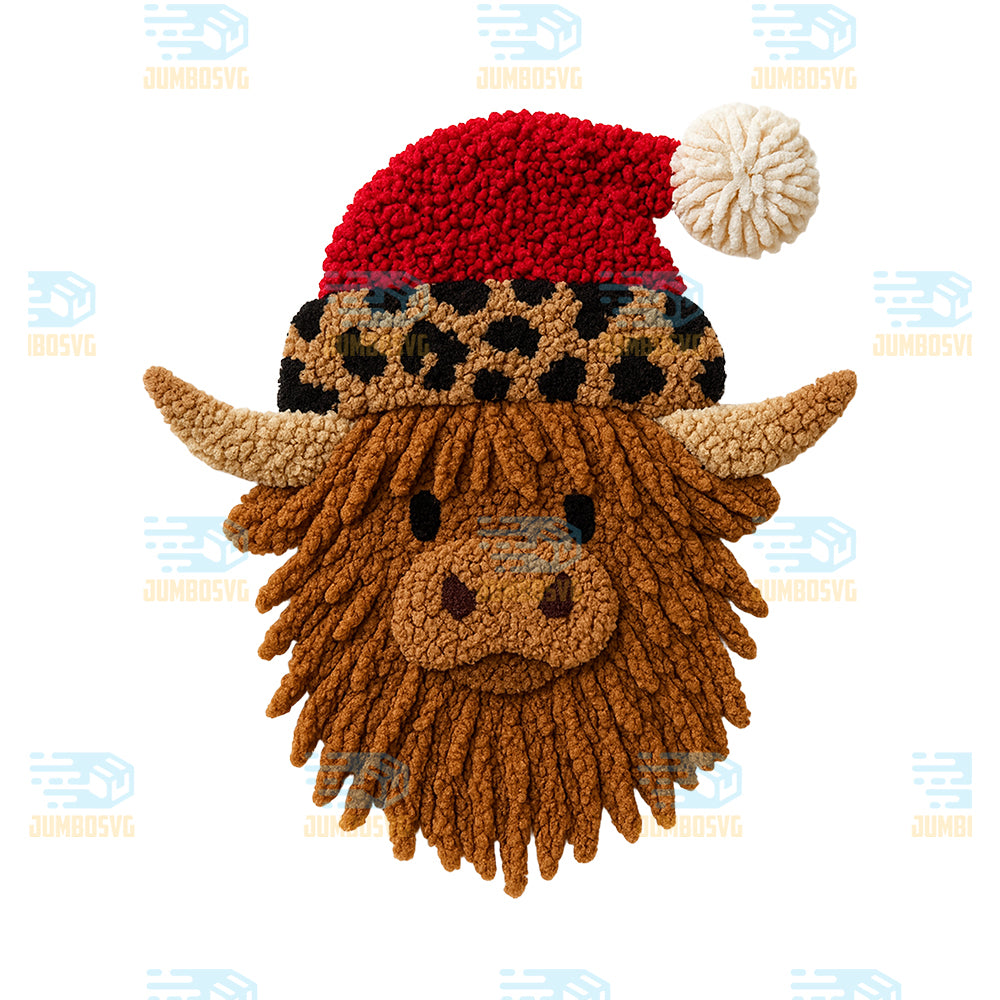 Crochet-Highland-Cow-Christmas-Png