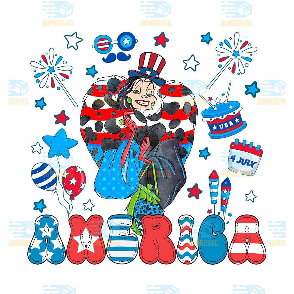Cruella-De-Vil-America-4th-Of-July-Png