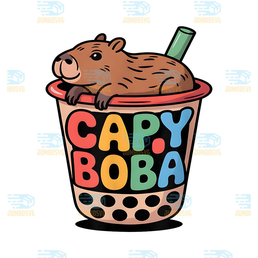 Cute-Capybara-Capy-Drinking-Bubble-Tea-Boba-Lover-Png