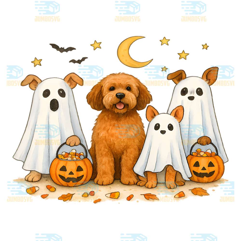 Cute-Dog-Ghosts-Halloween-Trick-Or-Treat-Png