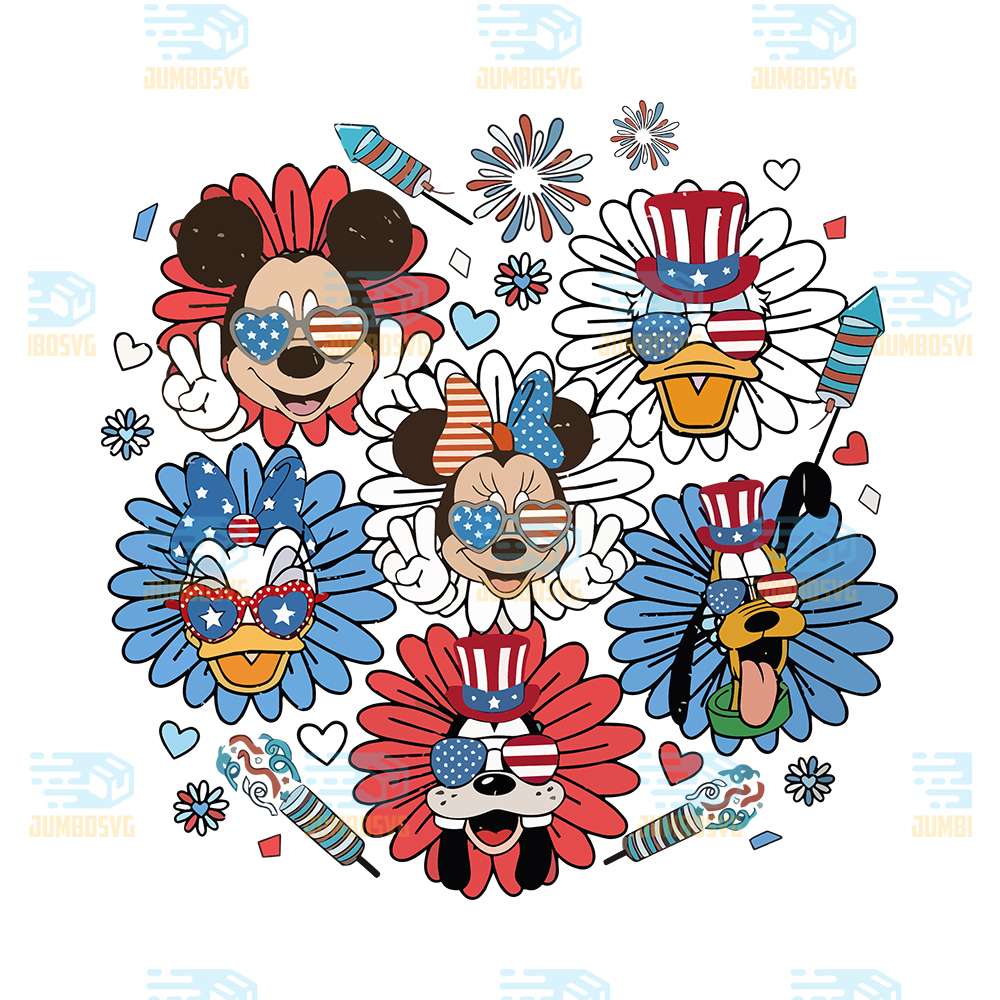Disney-4th-Of-July-Sunflower-Mickey-And-Friends-Svg
