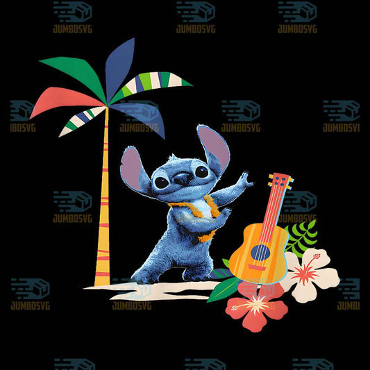 Disney-Lilo-Stitch-Hula-Dancing-Stitch-Floral-Png