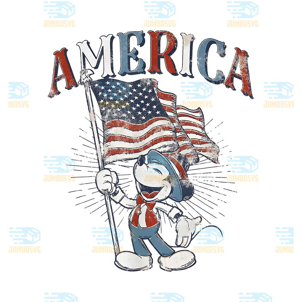 Disney-Mickey-Mouse-With-American-Flag-Usa-Png