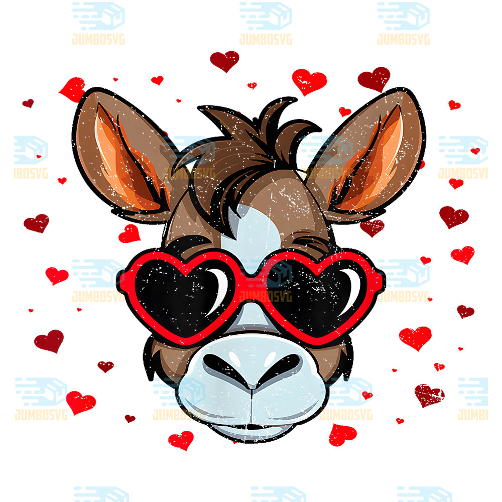 Donkey-Valentine-Sunglasses-Heart-Cute-Lovers-Png