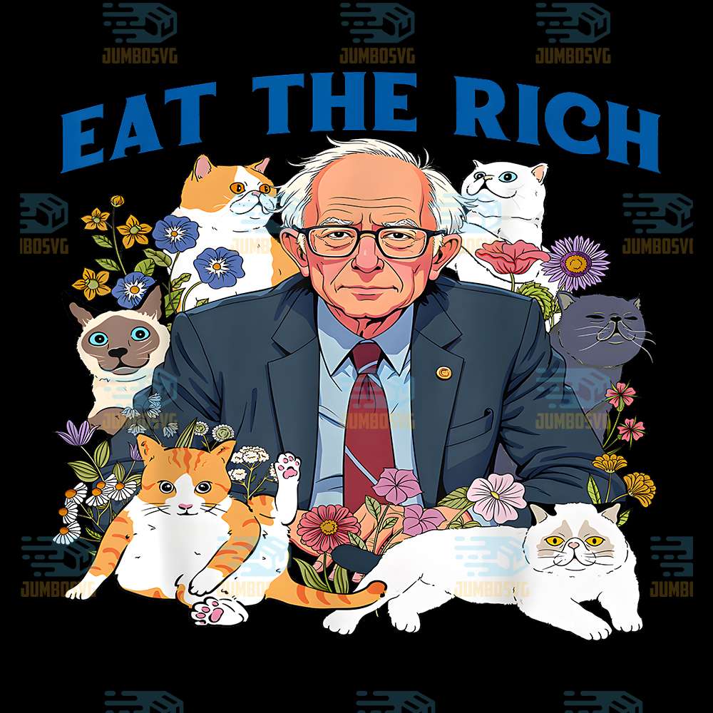 Eat-The-Rich-Bernie-Sanders-Floral-Cat-Resist-Against-Trump-Png