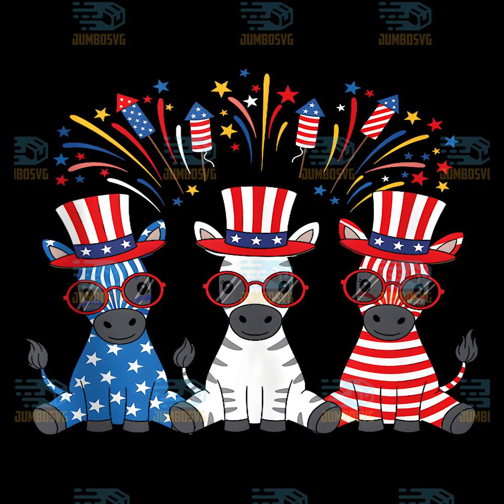 Fireworks-Zebra-American-USA-Flag-4th-Of-July-Png