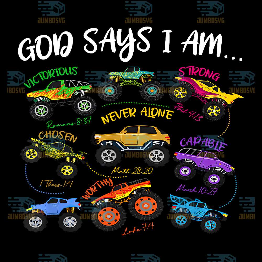 God-Says-I-Am-Christian-Easter-Truck-Religious-Boys-Kids-Png