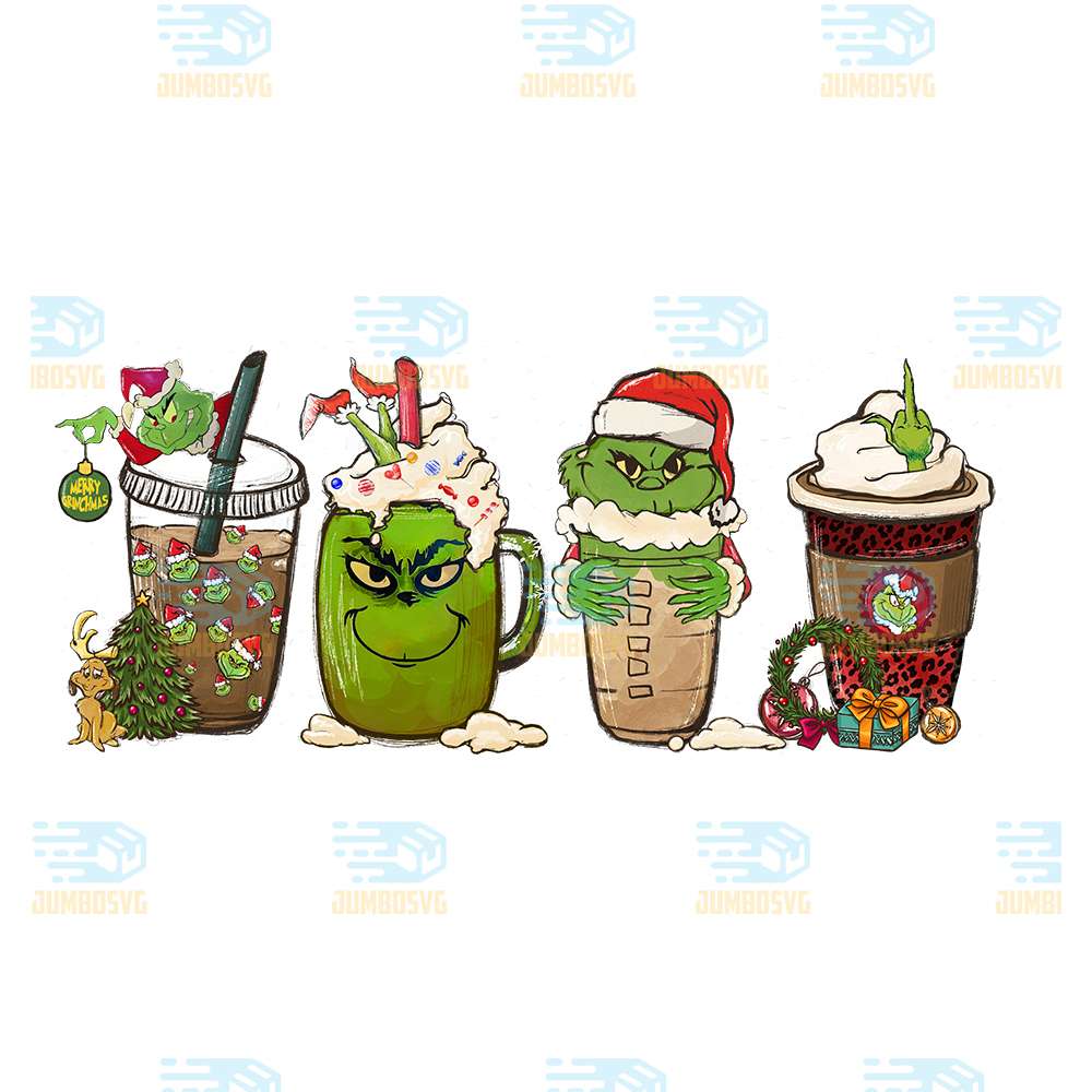 Grinch Face Coffee Chritsmas Png