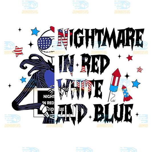 Horror-Jack-Skellington-Nightmare-In-Red-White-And-Blue-Movies-4th-Of-July-Png