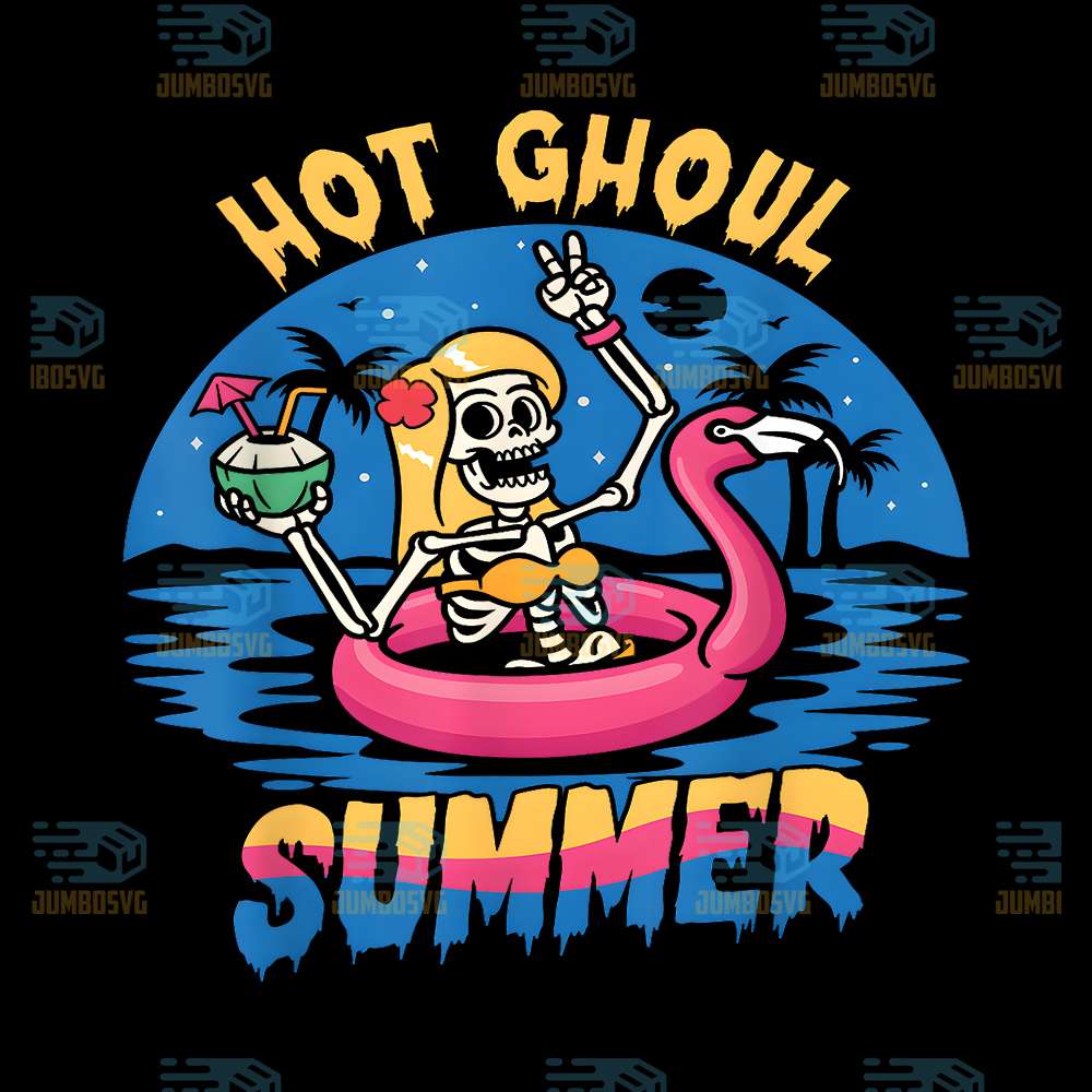 Hot-Ghoul-Summer-Flamingo-Skeleton-Summerween-Png