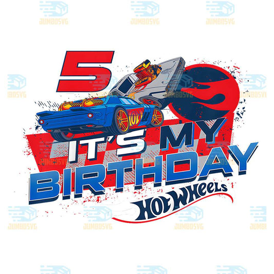 Hot-Wheels-Race-Team-It-s-My-5th-Birthday-Png