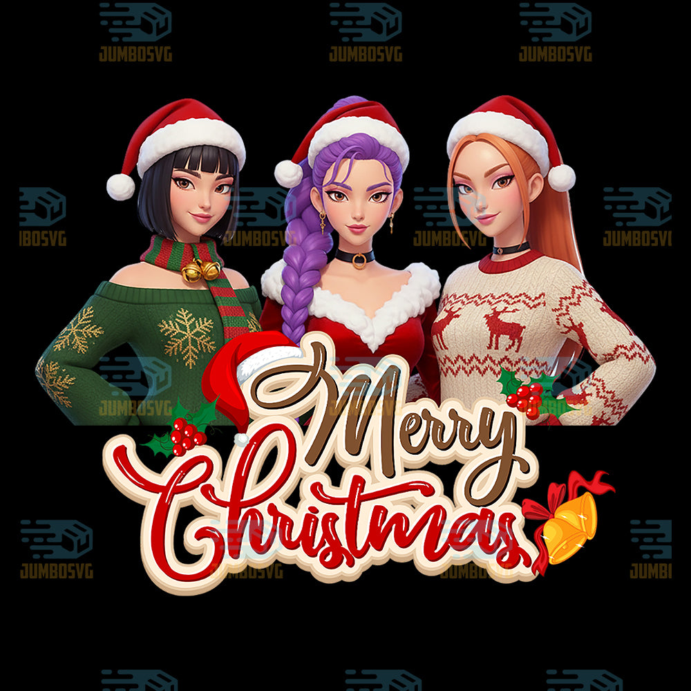 Huntrix-Saja-Girls-Merry-Christmas-Png