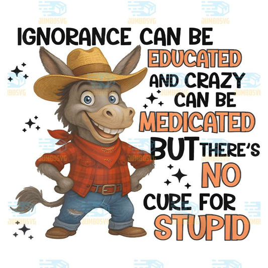 Ignorance-Can-Be-Educated-And-Crazy-Can-Be-Medicated-But-There-s-No-Cure-For-Stupid-Donkey-Png