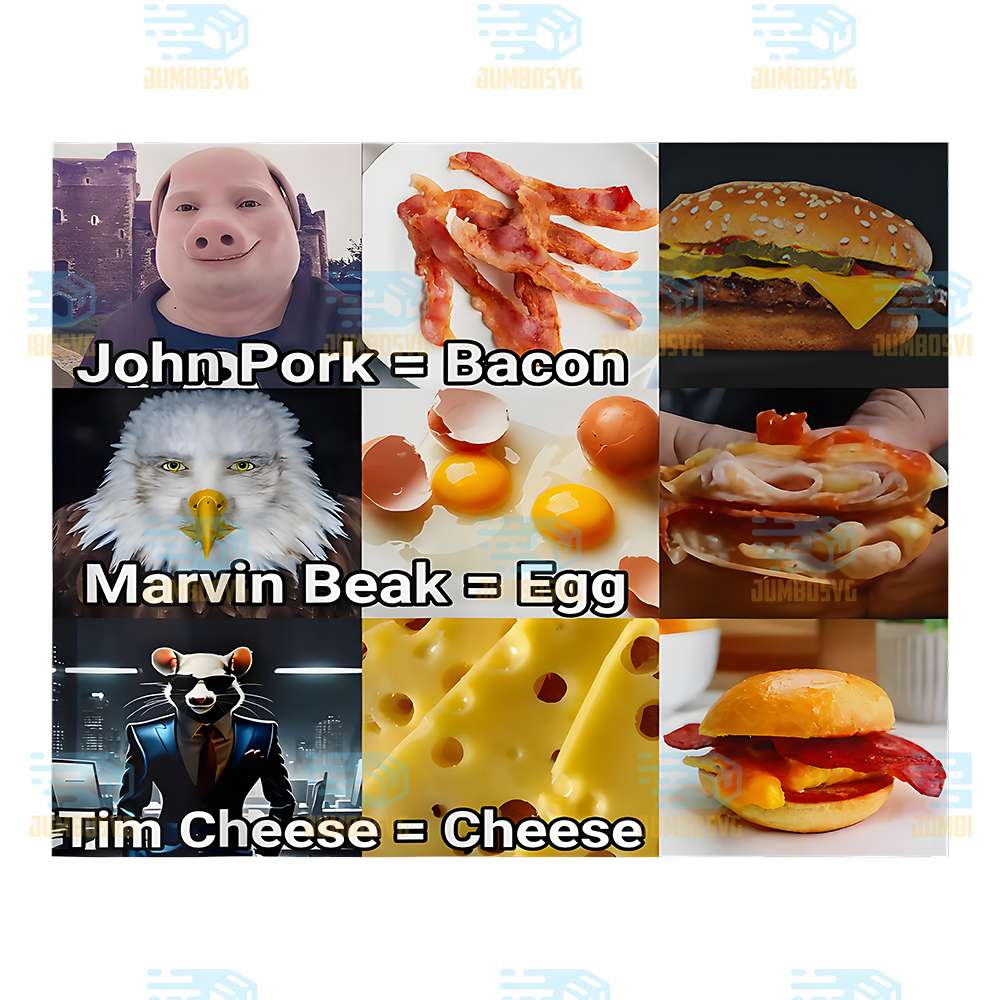 John-Pork-Marvin-Beak-Tim-Cheese-Bacon-Egg-Cheese-Png