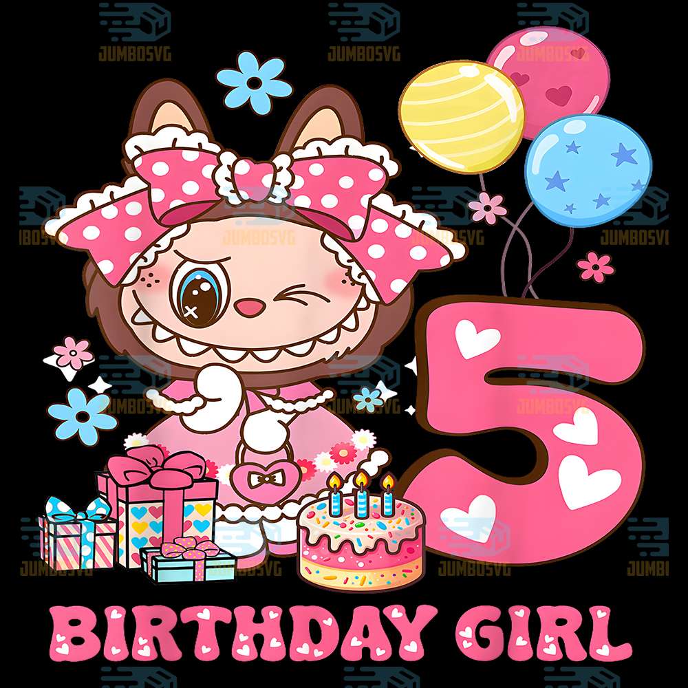 Labubu-5th-Birthday-Girl-Png