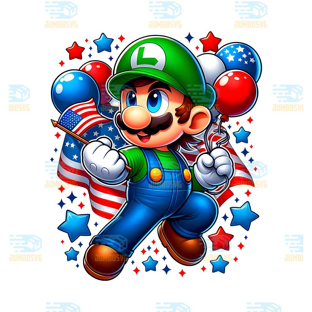 Mario-Luigi-America-4th-Of-July-Png