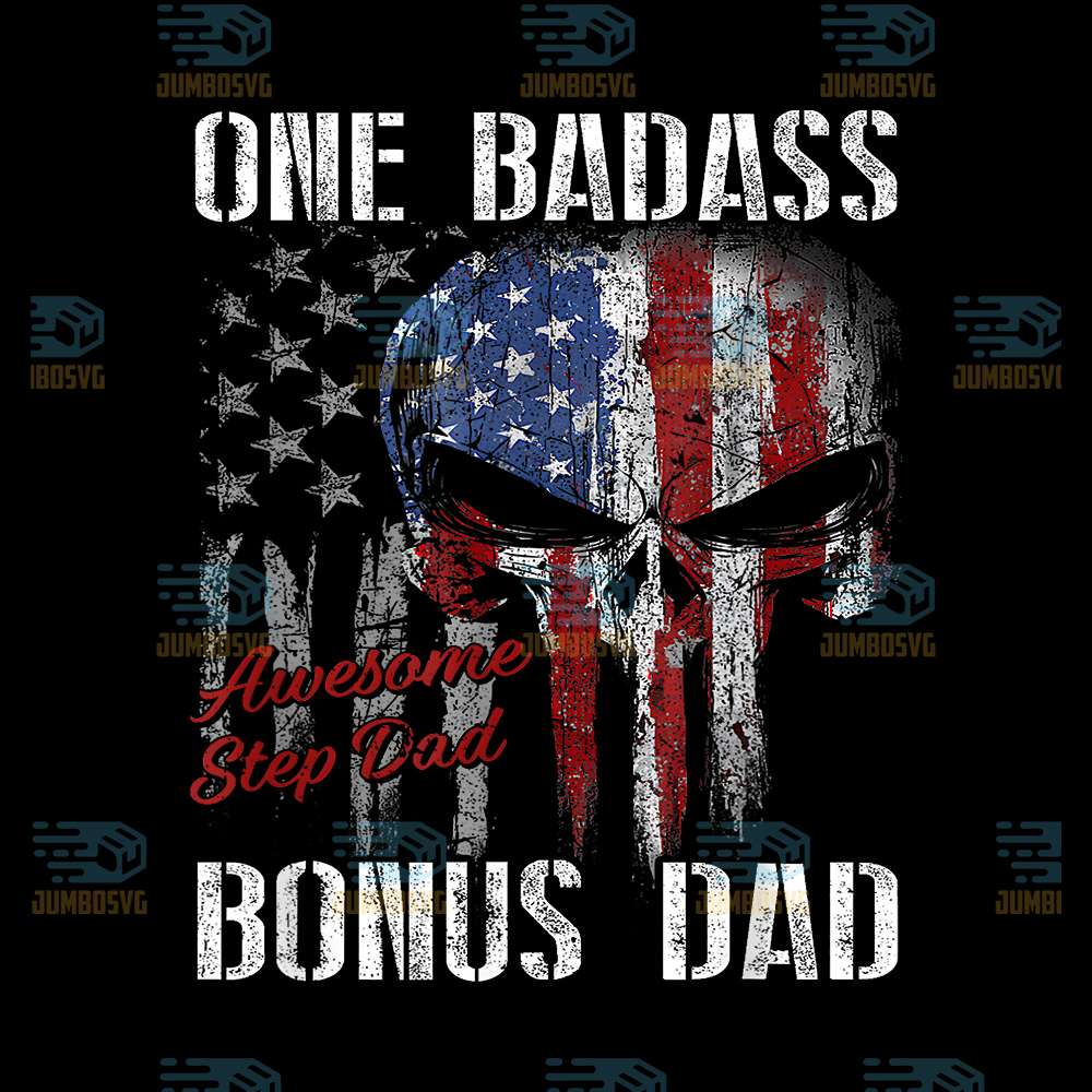 One-Badass-Bonus-Step-Dad-Skull-American-Flag-Png