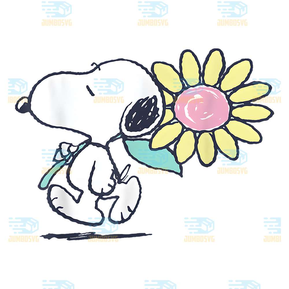 Peanuts-Snoopy-Pink-Daisy-Flower-Png