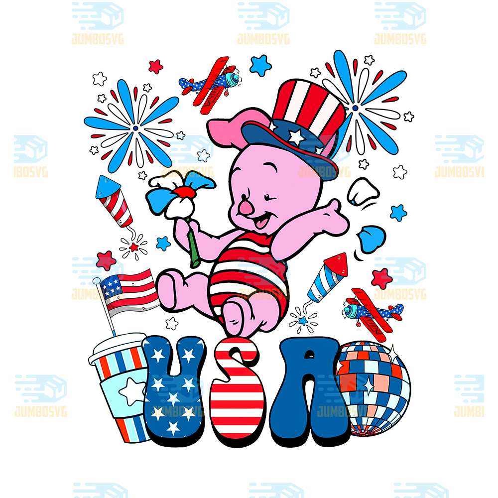 Piglet-Usa-America-4th-Of-July-Png