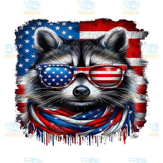 Raccoon-4th-Of-July-USA-American-Flag-Patriotic-Png