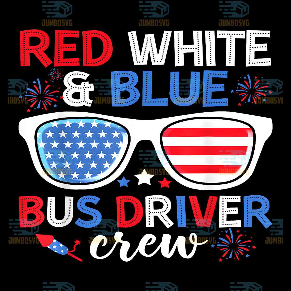 Red-White-Blue-Bus-Driver-Crew-4th-Of-July-Sunglasses-Png