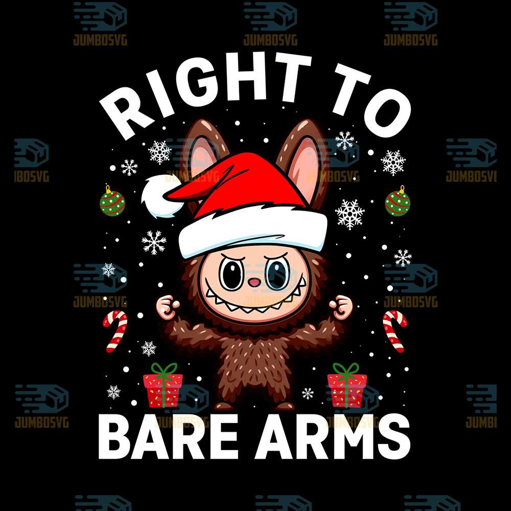 Right-To-Bare-Arms-Labubu-Gymer-Christmas-Gym-Workout-Png