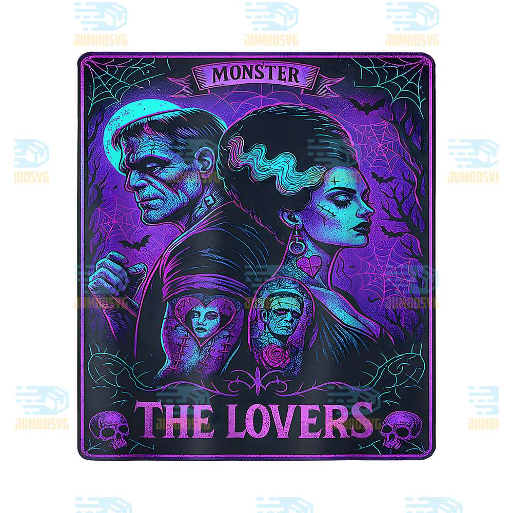 The-Monster-Frankenstein-And-Bride-The-Lovers-Tarot-Card-Png