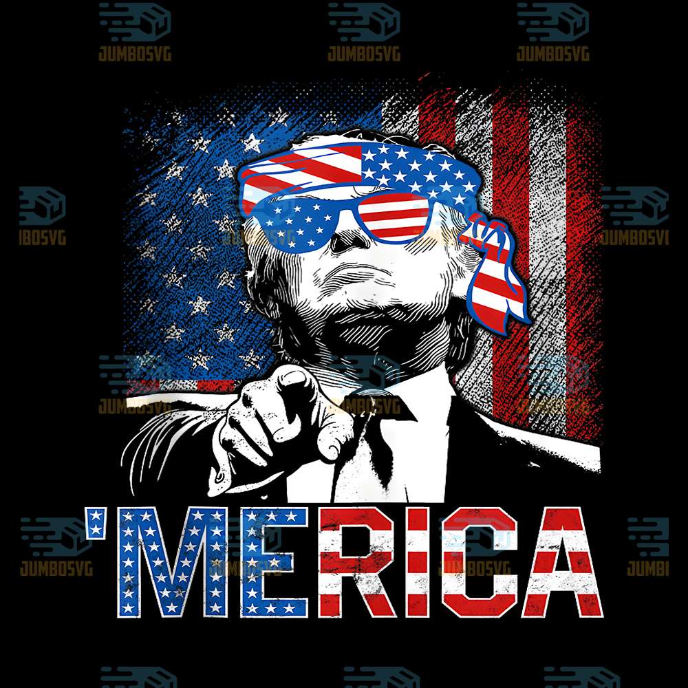 Trump-Merica-4th-Of-July-47th-President-American-Flag-Png