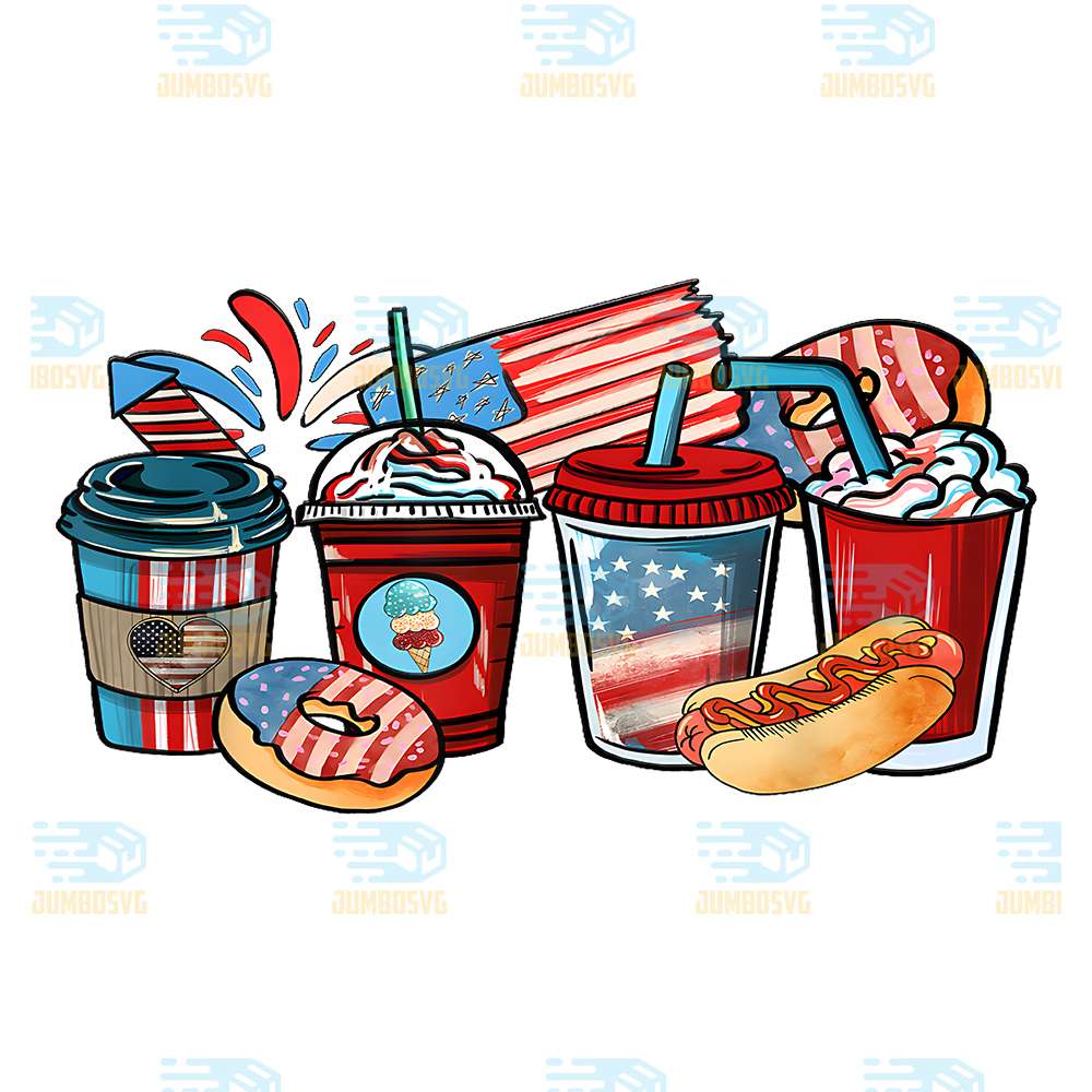 Western-4th-Of-July-Coffee-Cups-Independence-US-Flag-Png