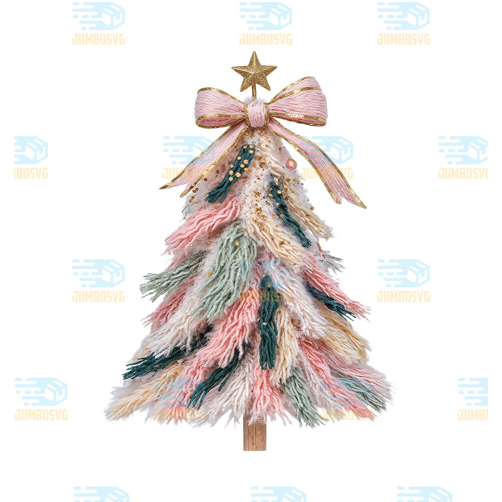Yarn-Crochet-Coquette-Pink-Tree-Christmas-Png