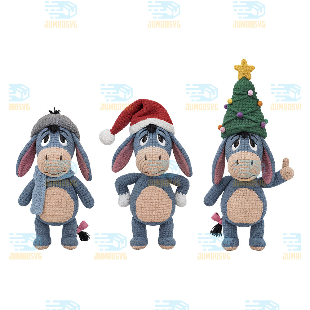 Yarn-Crochet-Eeyore-Christmas-Png