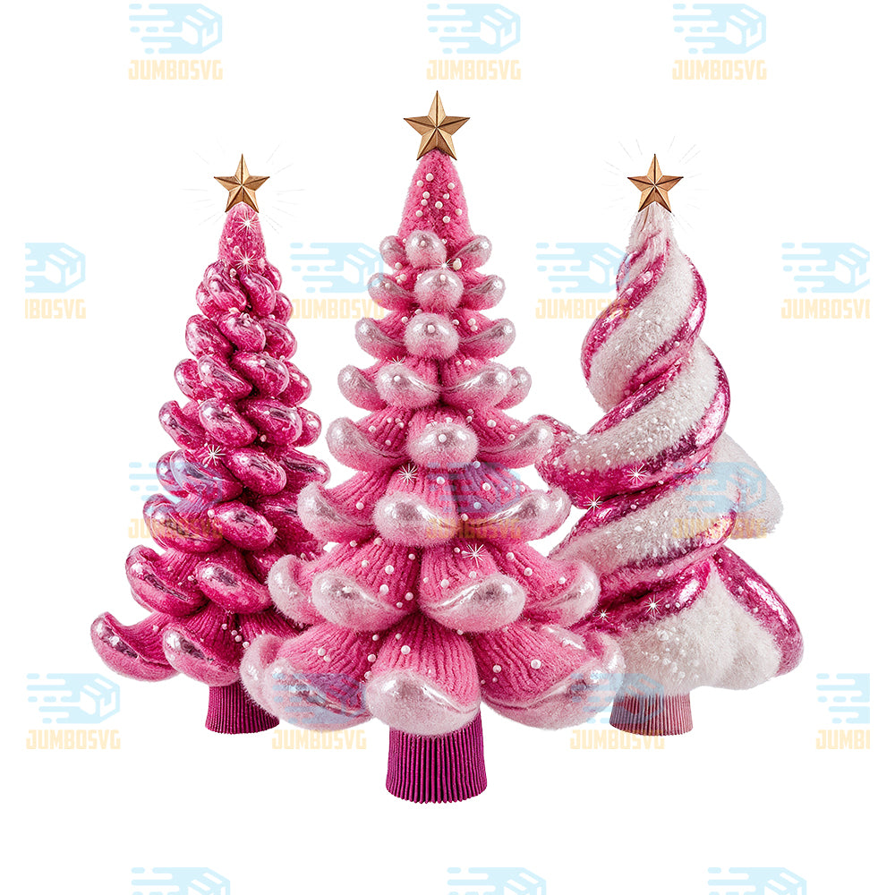 Yarn-Crochet-Pink-Tree-Christmas-Png