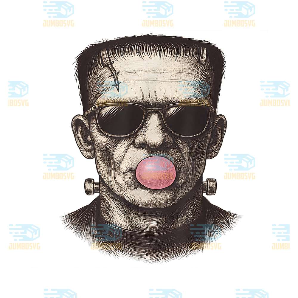 retro-frankenstein-monster-blowing-a-bubble-gum-halloween-png