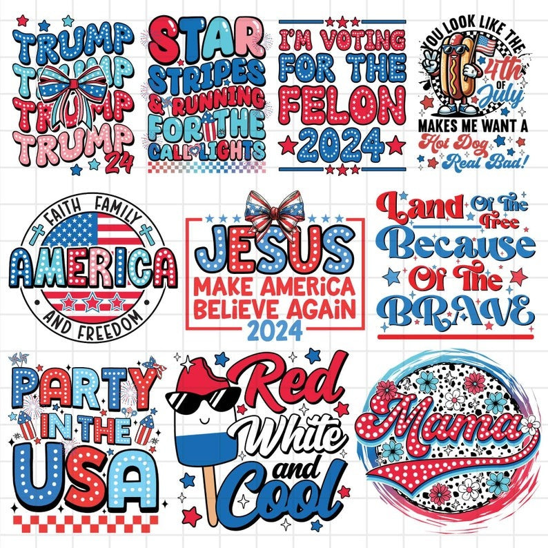 100 Retro 4th of July PNG Mega Bundle, 4th of July Png, America Png, Fourth of July Png, USA Png, Independence Day, American Flag Png