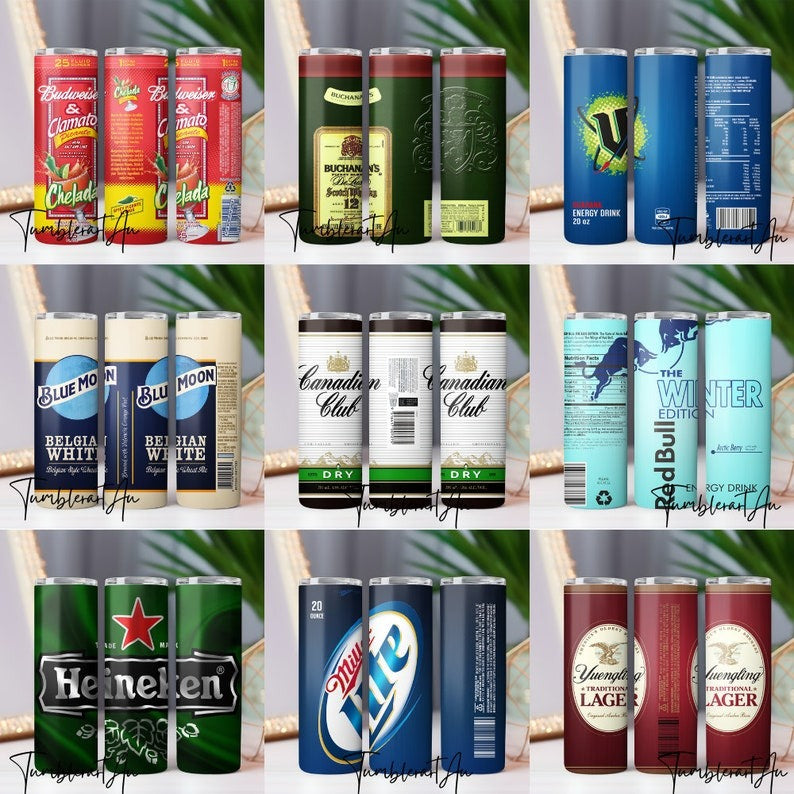 100+ Beer and Soda Tumbler Wraps Bundle, Straight Png Tumbler Template Png Seamless Sublimation Skinny Tumbler Alcoholic Drinks Beer Tumbler