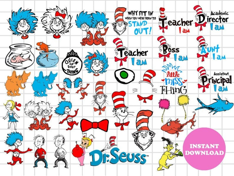 100+ Designs Dr Seuss Svg Layered Item, Dr. Seuss Quotes Cat In The Hat Svg Clipart, Cricut, Digital Vector Cut File, Cat And The Hat