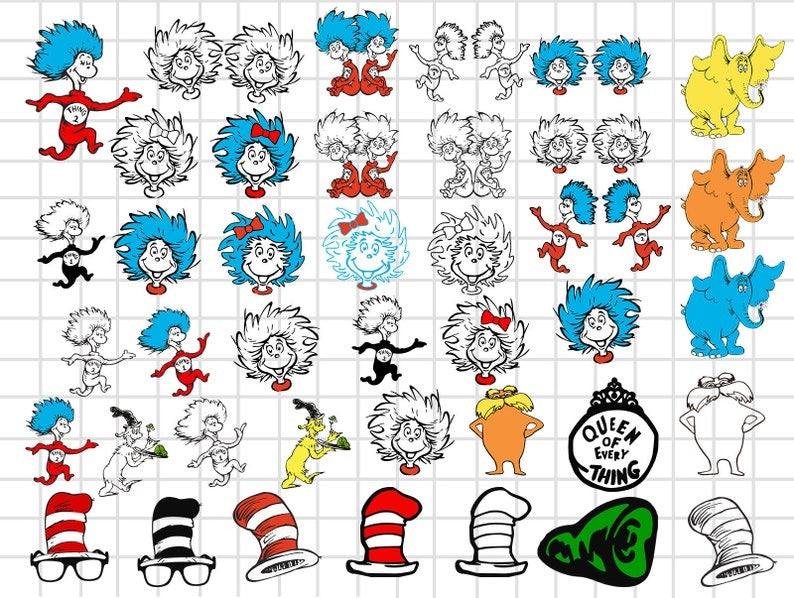 100+ Designs Dr Seuss Svg Layered Item, Dr. Seuss Quotes Cat In The Hat Svg Clipart, Cricut, Digital Vector Cut File, Cat And The Hat