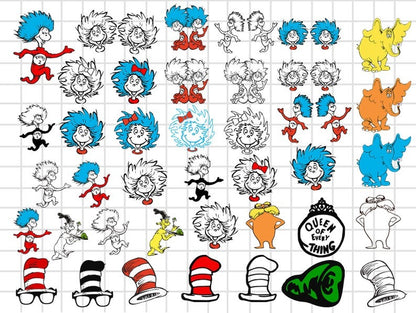 100+ Designs Dr Seuss Svg Layered Item, Dr. Seuss Quotes Cat In The Hat Svg Clipart, Cricut, Digital Vector Cut File, Cat And The Hat