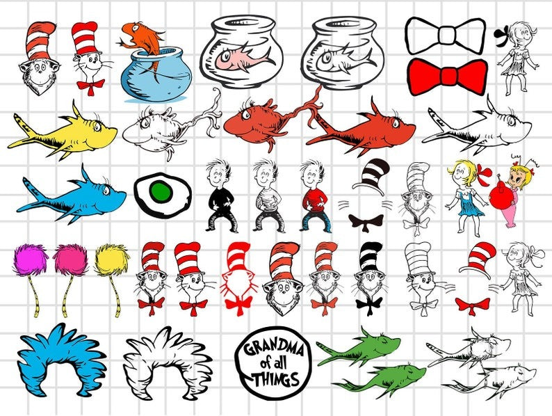 100+ Designs Dr Seuss Svg Layered Item, Dr. Seuss Quotes Cat In The Hat Svg Clipart, Cricut, Digital Vector Cut File, Cat And The Hat