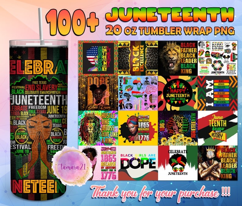 100+ Designs Juneteenth Tumbler Bundle Sublimation PNG, African Woman Tumbler Wrap PNG, Black Women 20 Oz Tumbler Wrap Digital Download